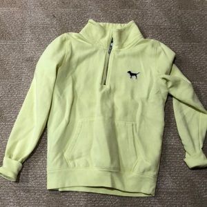 Neon yellow half zip up PINK sweatshirt